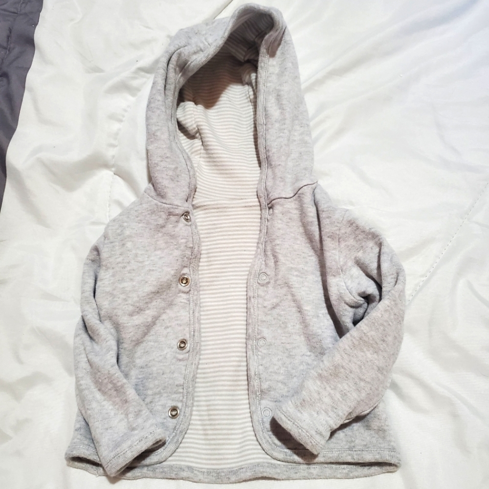 0-3 Month Reversible Gray Hoodie